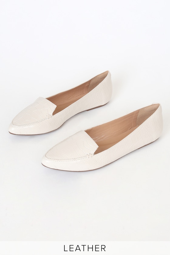 Cute Leather Loafers - Off White Loafers - Crocodile Loafers - Lulus