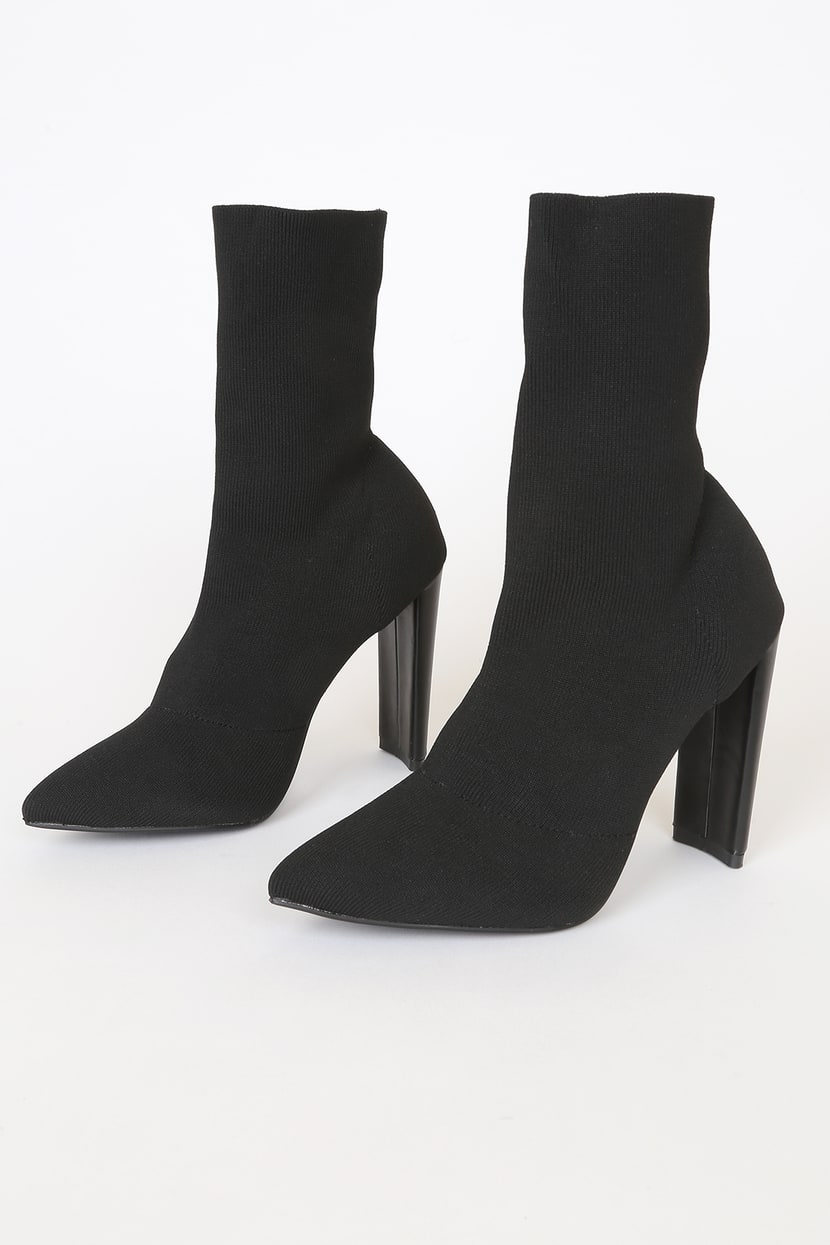 Billini Wesley Black Knit Boots - Sock Boots - Pointed Toe Boots - Lulus