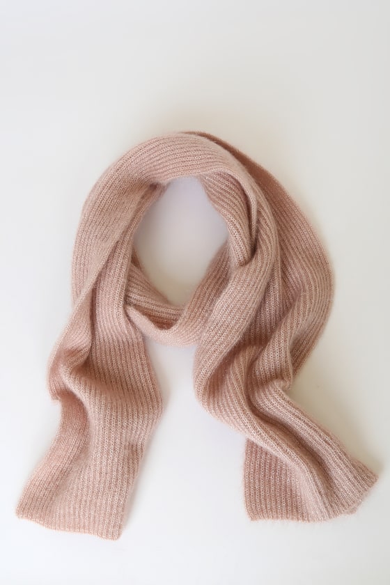 Blush Pink Scarf Ribbed Knit Scarf Fuzzy Scarf Lulus