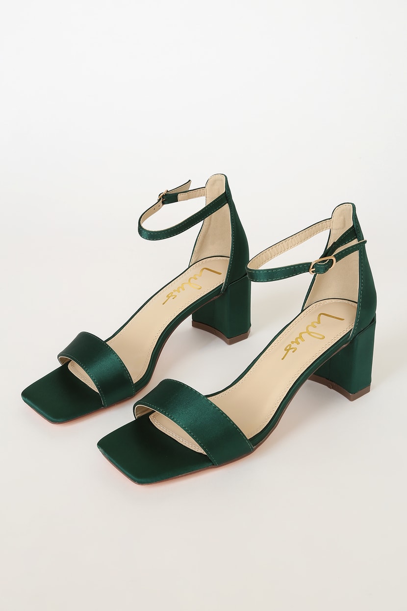 Emerald Green Heels - Satin High Heels - Satin High Heel Sandals - Lulus