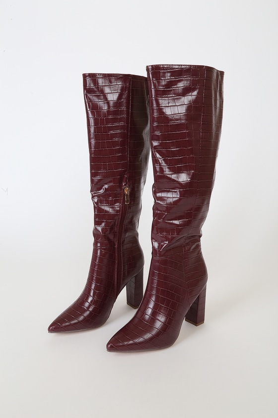 Burgundy Boots - Knee High Boots 