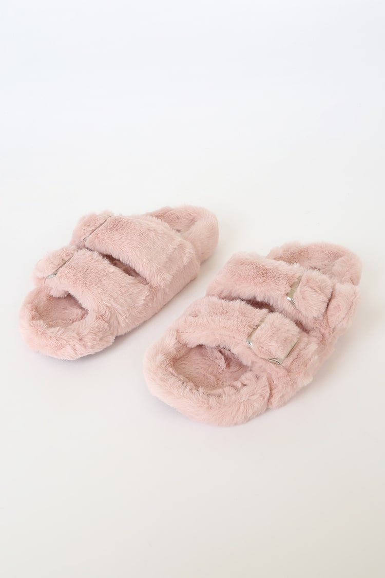 Steve Madden Pink Slippers Size Large UK Size 8 Hot Pink Faux Fur Brand New