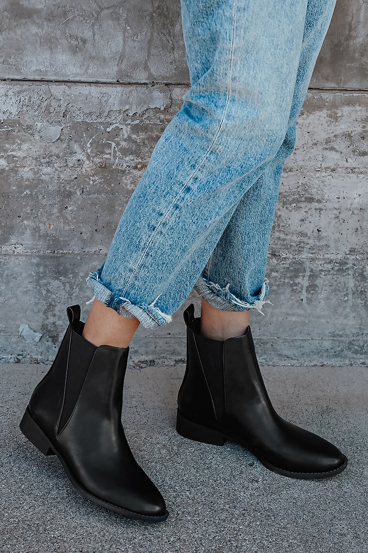 Black Ankle Boots - Faux Leathers Ankle Booties - Short Boots - Lulus