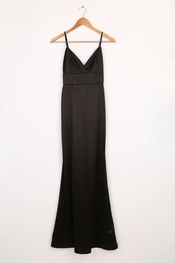 Black Maxi Dress Satin Maxi Dress Mermaid Maxi Dress Lulus 6129