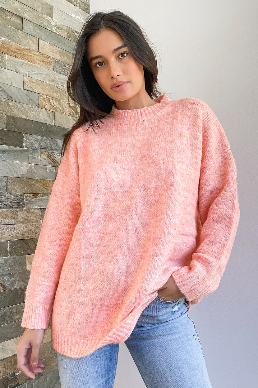 Coral Pink Sweater - Tunic Sweater - Oversized Sweater - Lulus