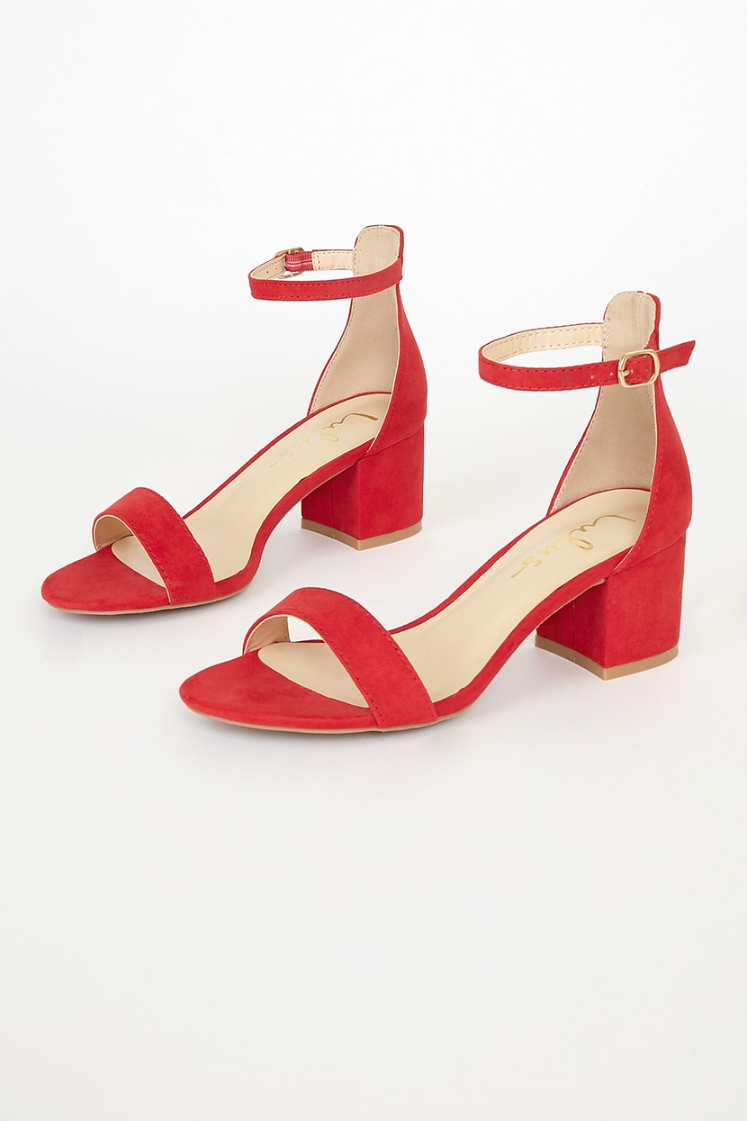 Chic Red Suede Sandals - Single Sole Heels - Block Heel Sandals - Lulus