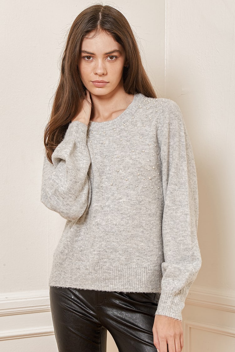 Vero Moda Plaza Light Grey Melange - Pearl Sweater - Knit Sweater - Lulus