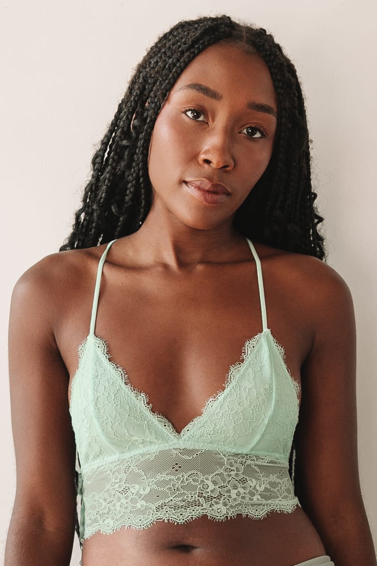 Non-padded lace bralette - Light green - Ladies