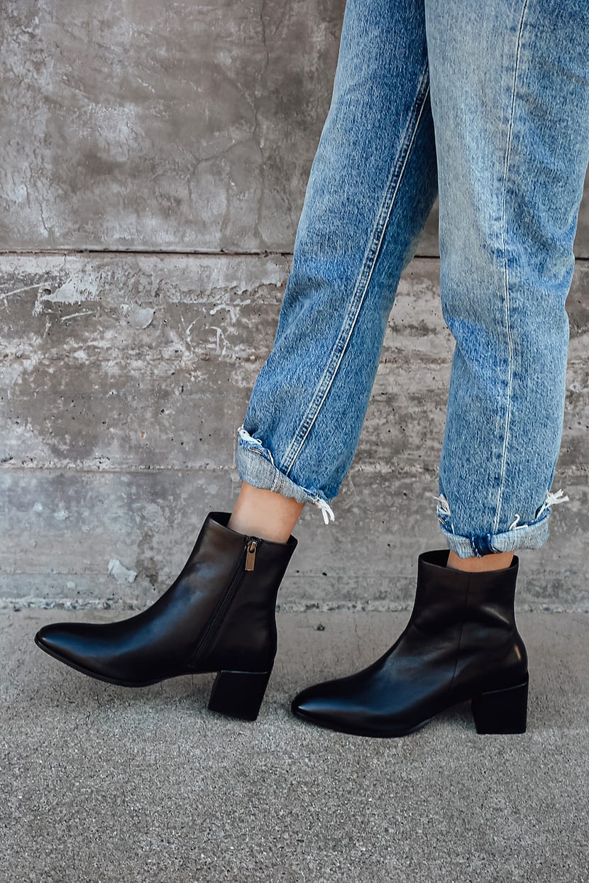 Seychelles Exit Strategy Black - Leather Ankle Booties - Boots - Lulus