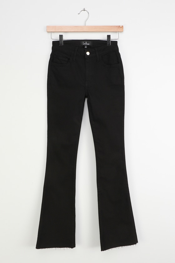 black mid rise flare jeans