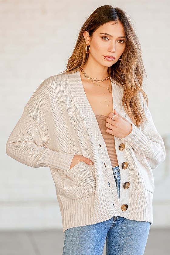 Beige open outlet sweater