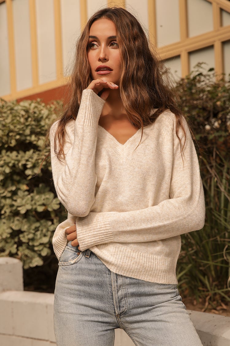 Vero Moda Wind Birch - Cream Sweater - Knit V-Neck Sweater - Lulus