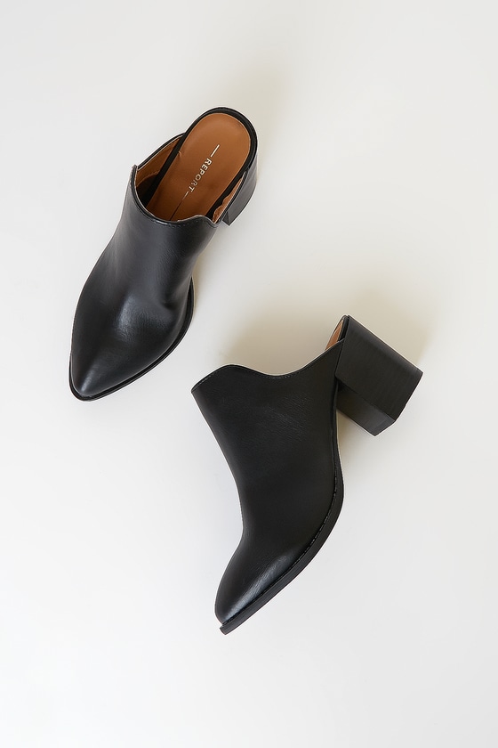 Report Tasia Black Pointed Toe Mules Block Heel Mules Lulus