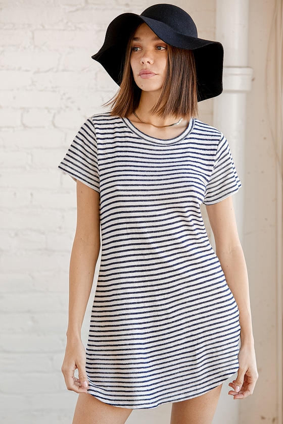 Black and White Striped Dress - T-Shirt Mini Dress - Shift Dress - Lulus