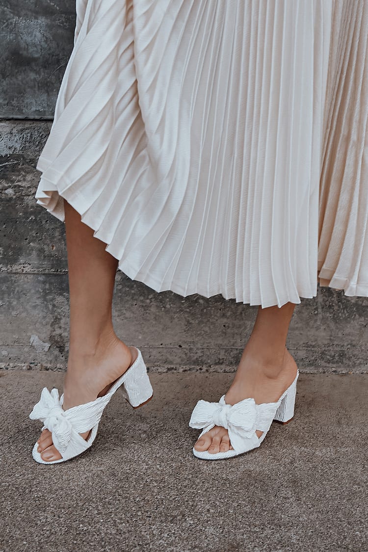 Cute Ivory Sandals - White High Heel Sandals - Bow Sandals - Lulus