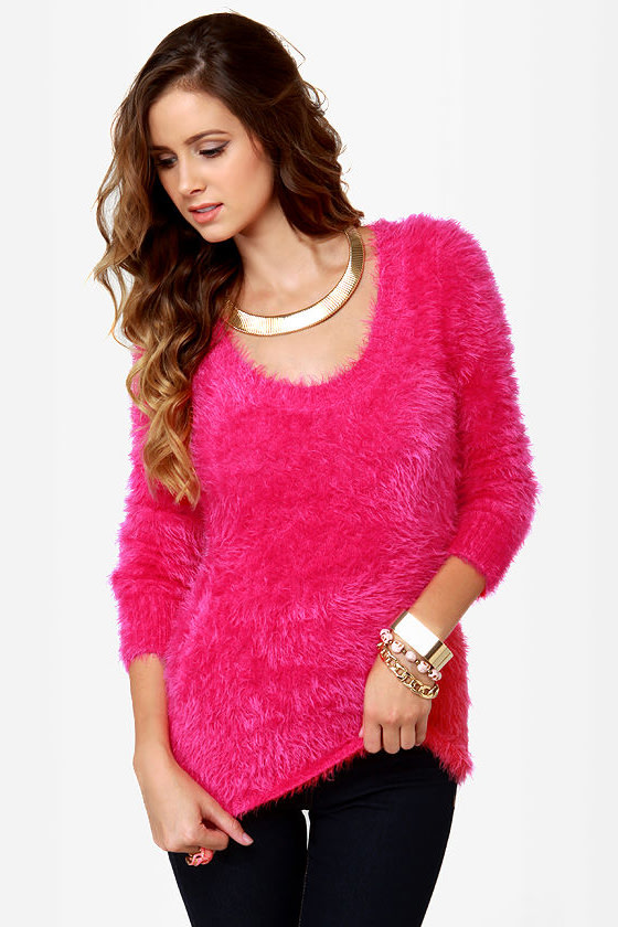 Adorable Hot Pink Sweater - Fuzzy Sweater - $41.00 - Lulus