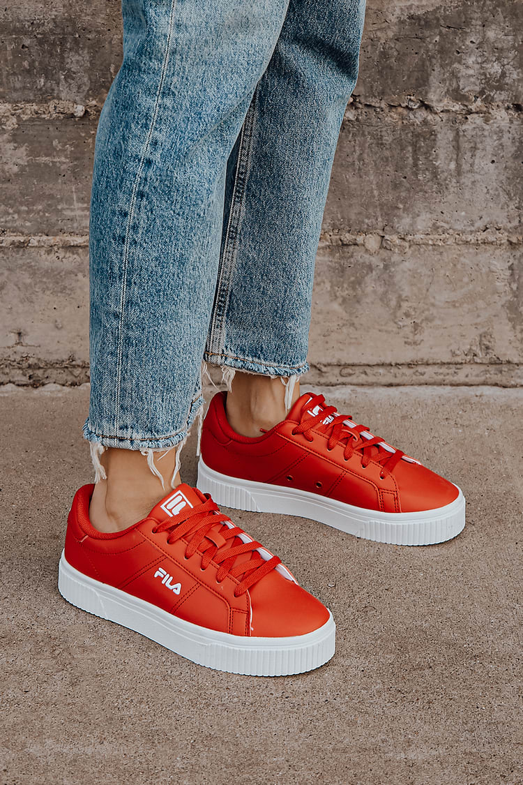 FILA Panache Red - Flatform Sneakers - Classic Lace-Up Sneakers - Lulus