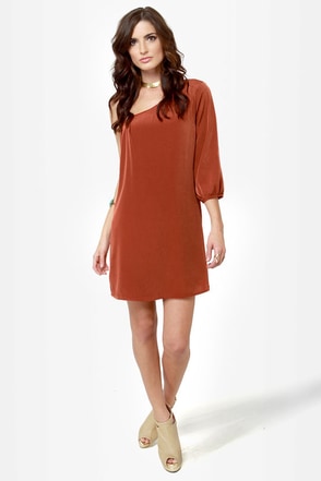 Burnt orange shift top dress