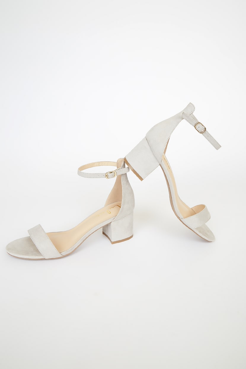 Chic Light Grey Sandals - Single Sole Heels - Block Heel Sandal - Lulus