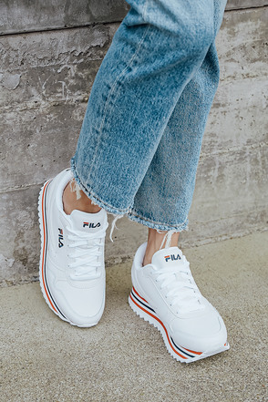 Fila Orbit Stripe - White Sneakers - Multi Striped Sneakers - Lulus