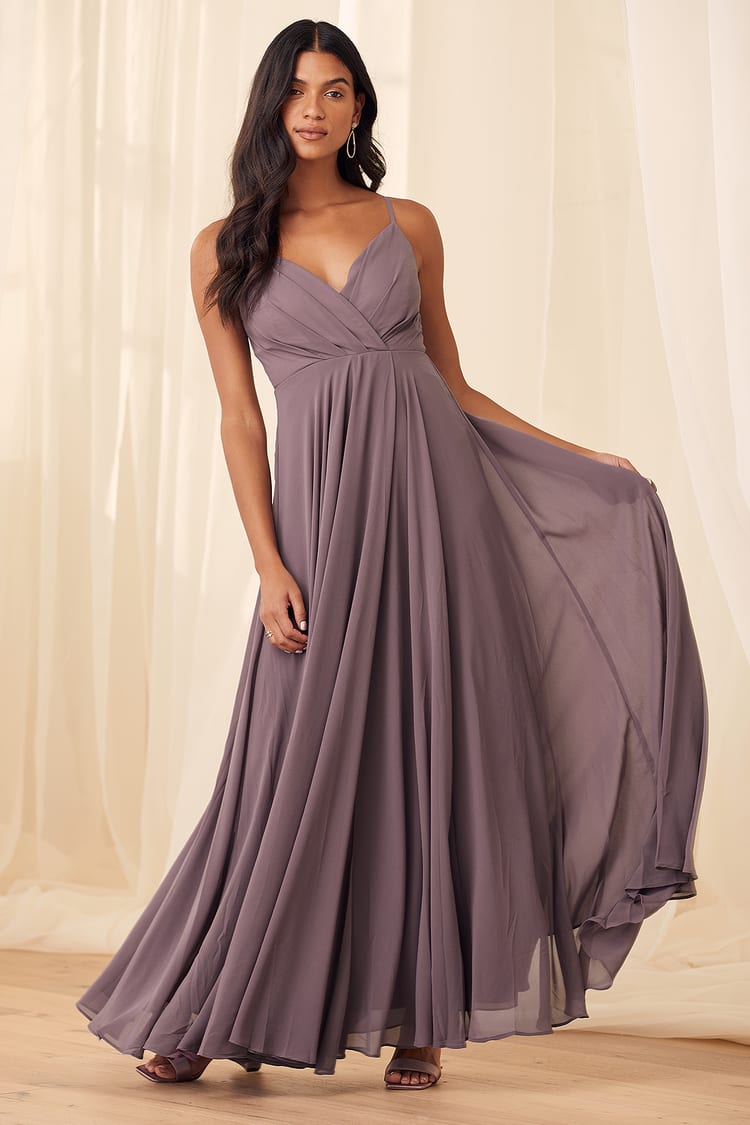 Lovely Dusty Purple Dress - Maxi Dress - Gown - Bridesmaid Dress - Lulus