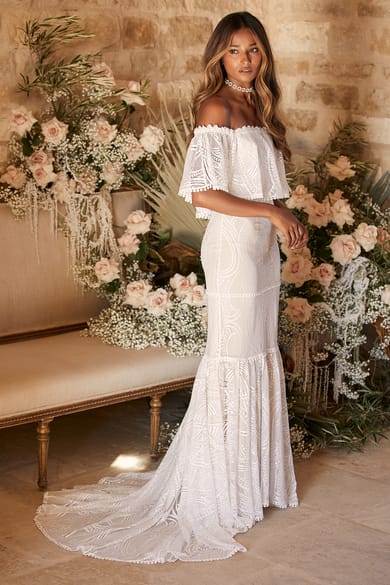 Off-the-Shoulder Wedding Dresses - Lulus