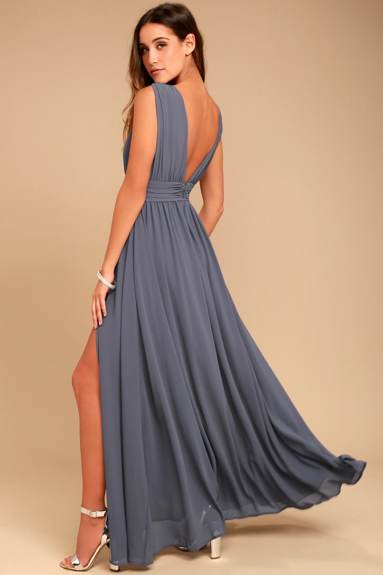 Denim Blue Dress - Maxi Dress - Sleeveless Dress - V-Neck Dress - Lulus