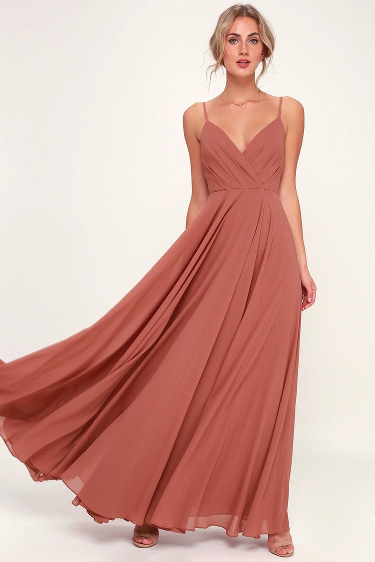 Lovely Rusty Rose Dress - Maxi Dress - Gown - Bridesmaid Dress - Lulus