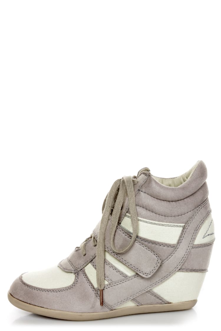 Wild Diva Lounge Bubble 02 Light Grey Lace-Up Wedge Sneakers - $33.00 -  Lulus