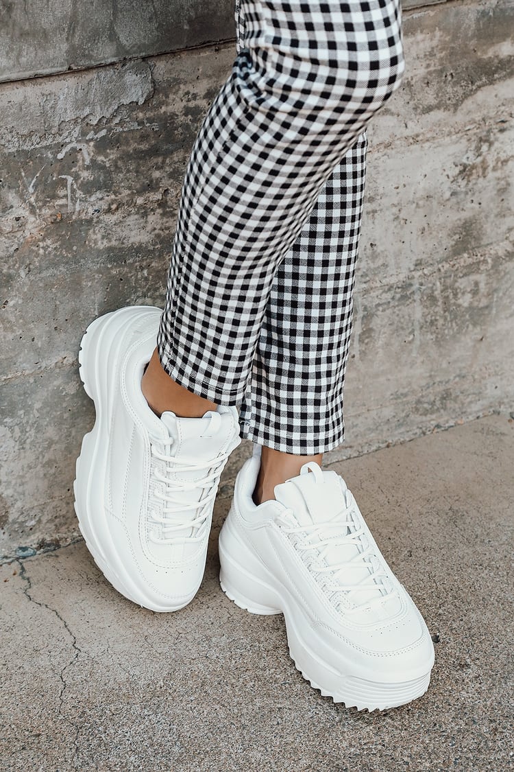 Chunky White Sneakers - Platform Sneakers - Fashion Sneakers - Lulus