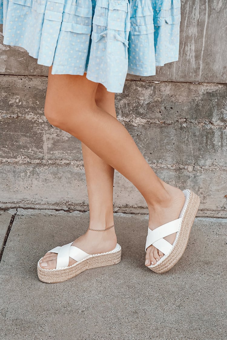 White Sandals - Cute Espadrille Sandals - Flatform Sandals - Lulus