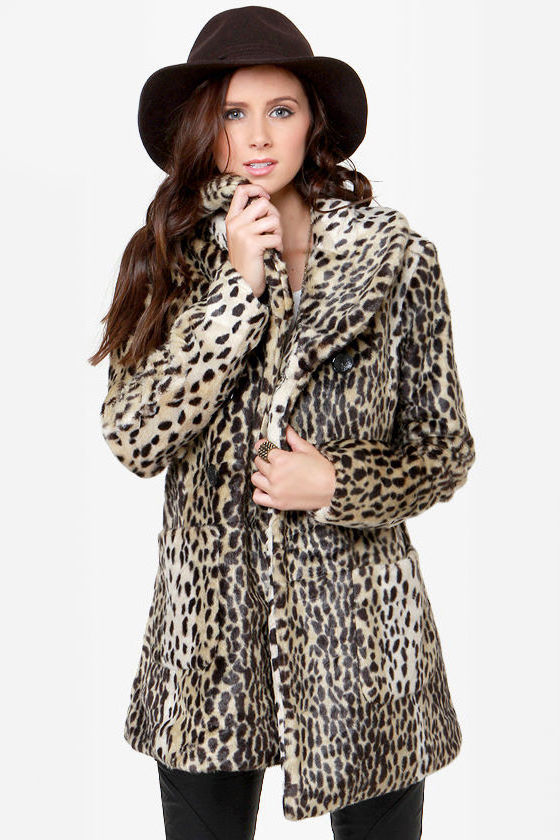 Cute Animal Print Coat - Faux Fur Coat - Leopard Print Coat - $110.00 ...
