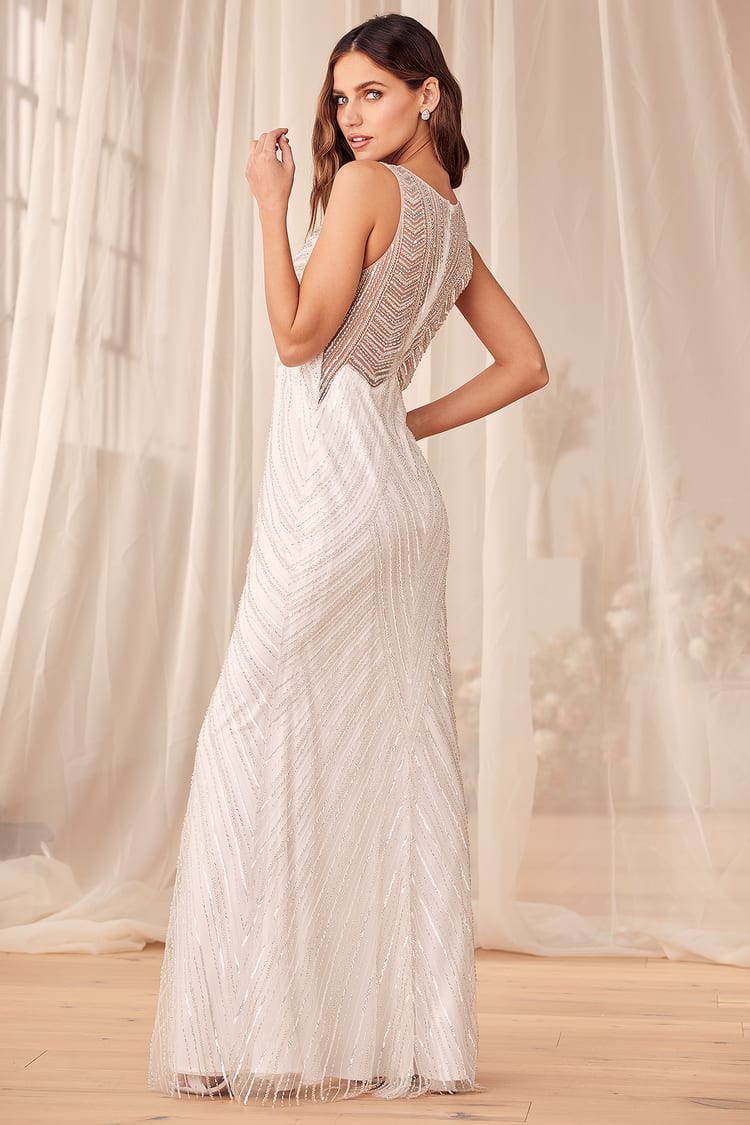 White Maxi Dress - Beaded Dress - Sequin Dress - Mermaid Dress - Lulus