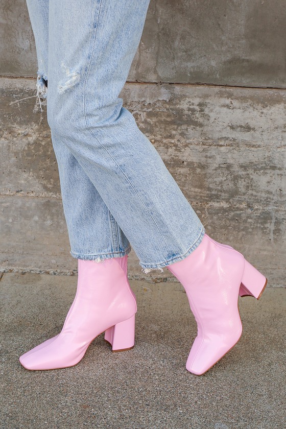 Steve Madden Julesa Pink Patent - Mid-Calf Boots - Women's Boots - Lulus