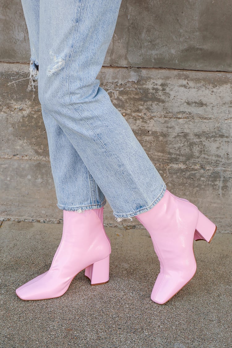 Madden Pink Patent - Mid-Calf Boots - Women's Boots - Lulus