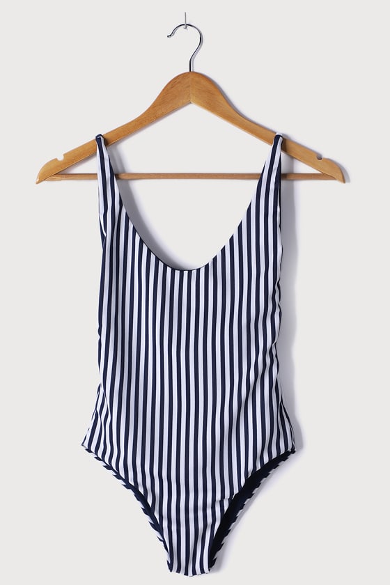 Striped Swimsuit - Scoop Neck Swimsuit - One-Piece Swimsuit - Lulus