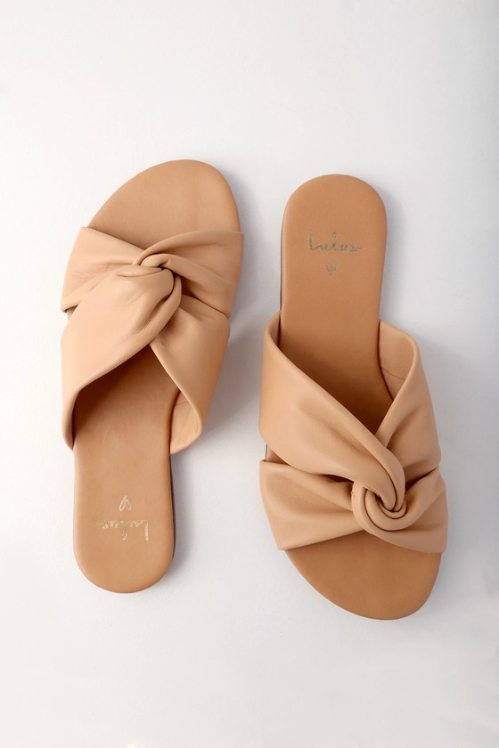 Cute Tan Sandals - Slide Sandals - Knotted Sandals - Lulus
