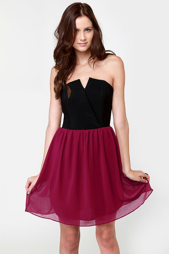 black and burgundy dress