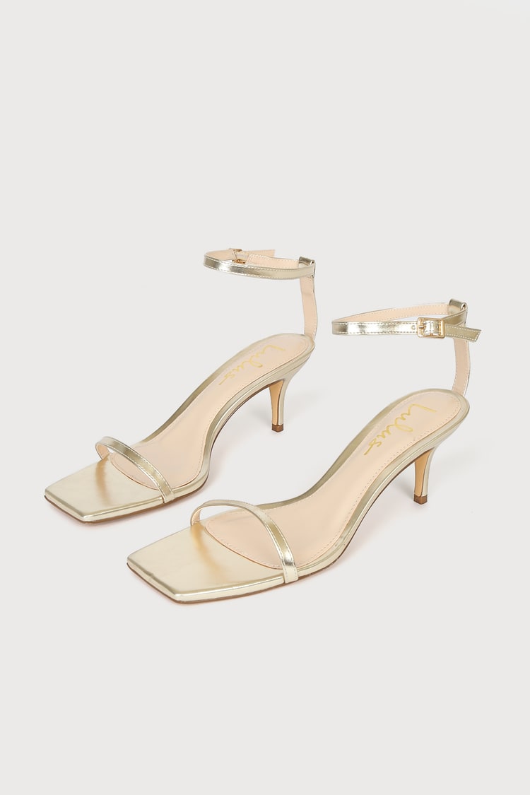 Cute Gold Heels - Ankle Strap Sandals - High Heel Sandals - Lulus