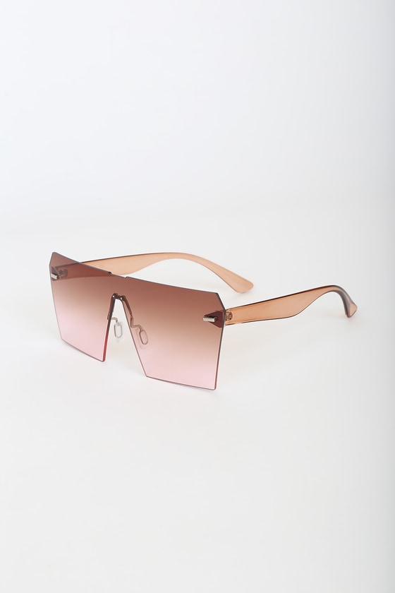 Champagne Sunglasses Oversized Sunnies Rimless Square Sunnies Lulus 