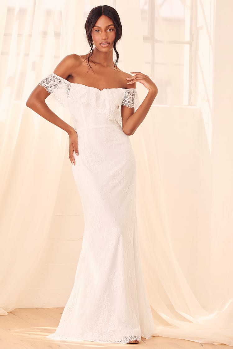 White Maxi Dress - Off-the-Shoulder Dress - Mermaid Dress - Lulus