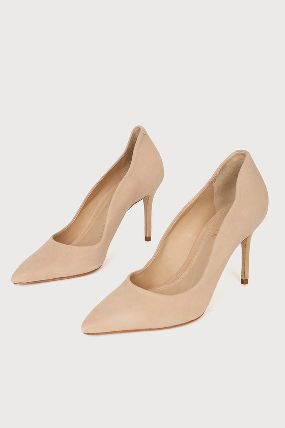 Analira Honey Beige Suede Leather Pointed-Toe Pumps