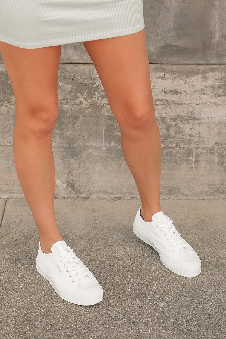 Superga 2630 Stripe - Total White Sneakers - Canvas Sneakers - Lulus