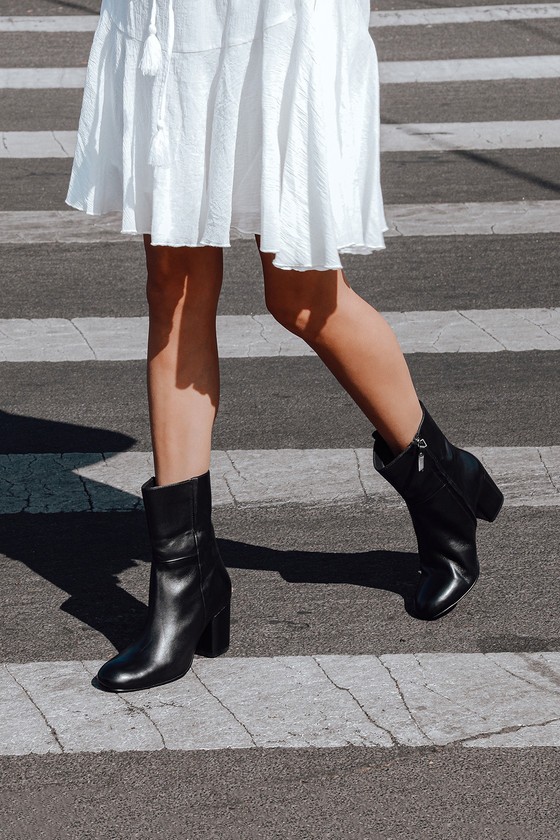 Leather mid sale calf booties