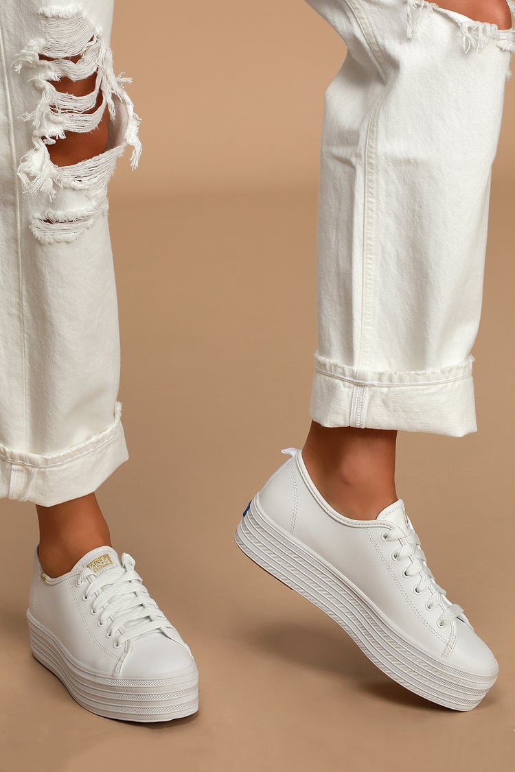 Keds Triple Up White Sneakers - Platform Sneakers - Shoes - Lulus