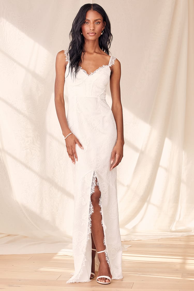 White Lace Maxi Dress - Lace Wedding Dress - Bustier Maxi Dress - Lulus
