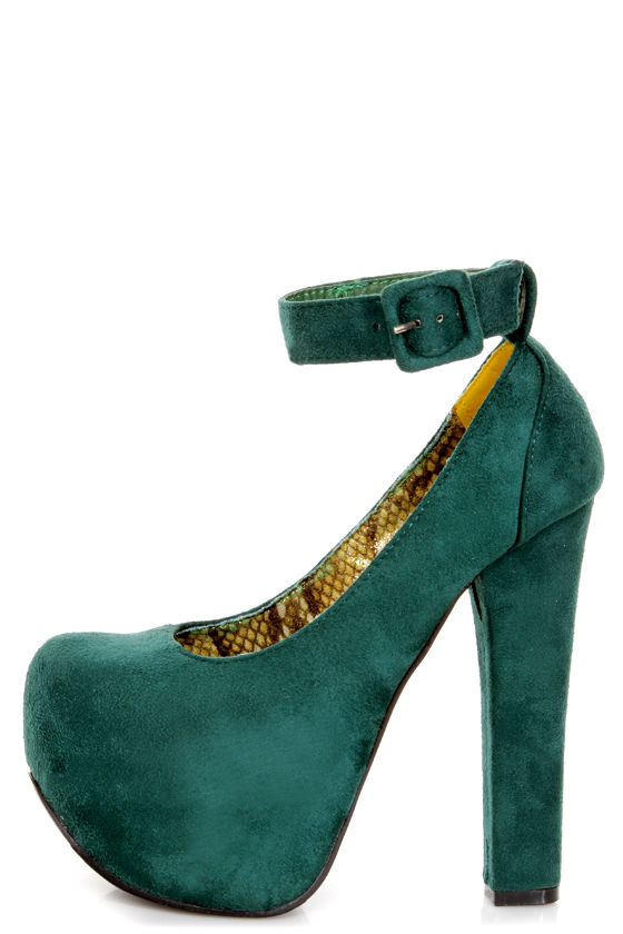 hunter green platform heels