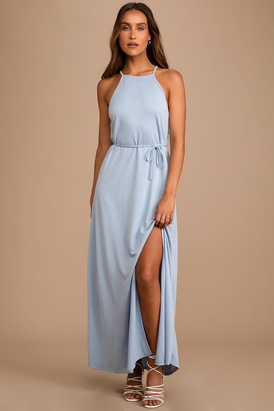 Light Blue Dress - Halter Maxi Dress - Tie-Waist Dress - Maxi - Lulus