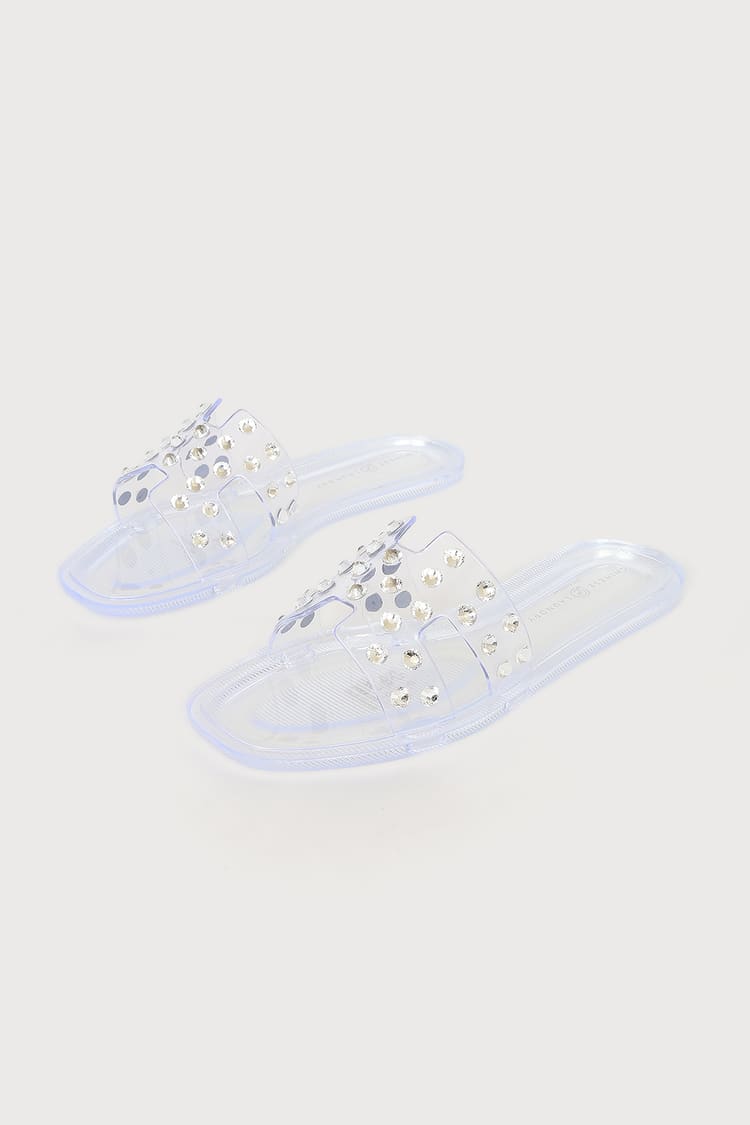 Chinese Laundry Charli Clear - Rhinestone Slide Sandals - Sandals - Lulus