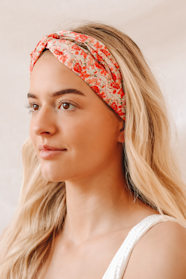 Red Headband Floral Print Headband Knotted Headband Lulus